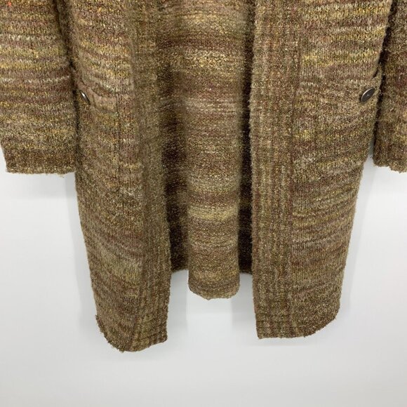 Prana Cardigan Sabina Duster Brown Khaki Marbled Wool Blend Open - Picture 4 of 12